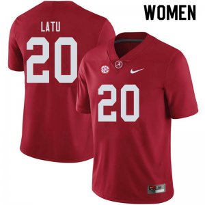 NCAA Women's Alabama Crimson Tide #20 Cameron Latu Stitched College 2019 Nike Authentic Crimson Football Jersey PW17Z20MG